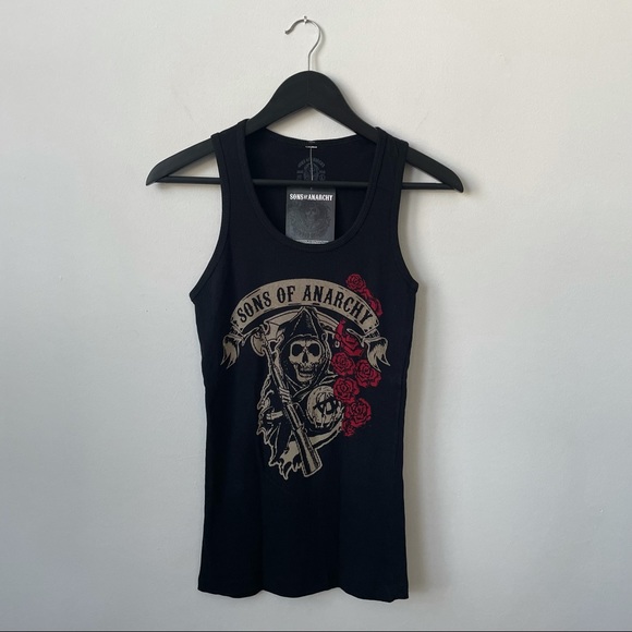 Sons of Anarchy SAMCRO Official Licensed Black Sleeveless Ribbed Tank Top - Picture 2 of 4